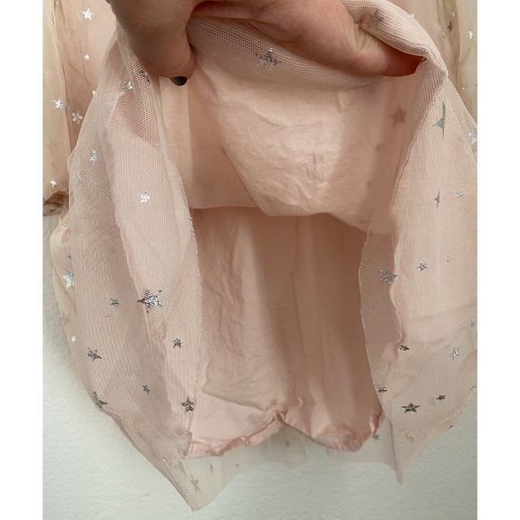 SOLD Old Navy • Light Pink Silver Metallic Star Sheer Sleeves Long Dress - Picture 10 of 15